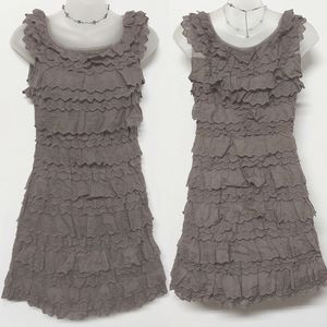 NWT Sweet Sinammon Grey Cotton Frilly Lace Midi Dress, Size Small
